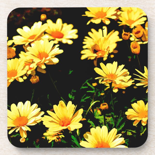 Yellow Flowers Beverage Coaster (Front)