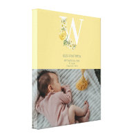 Yellow Flowers Birth Stats Birth Announcement Canvas Print