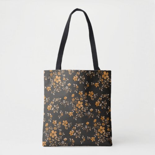 Yellow Flowers Black Floral Cottage Core Style  Tote Bag