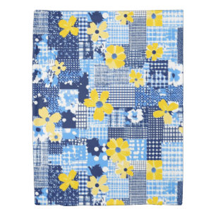Yellow Flowers Blue Pattern Duvet Cover