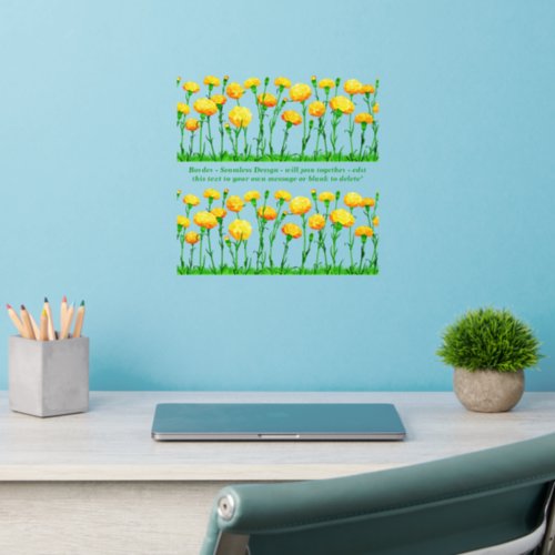 Yellow Flowers  Border Seamless Add Text 12 Wall Decal