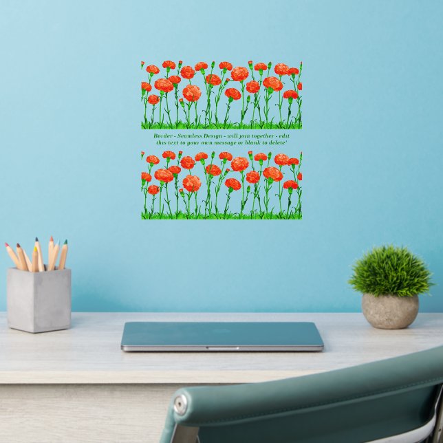 Yellow Flowers,  Border Seamless Add Text 12" Wall Decal (Home Office 2)