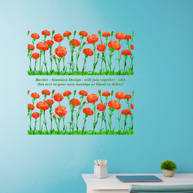 Yellow Flowers,  Border Seamless Add Text 36" Wall Decal (Home Office)