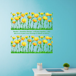 Yellow Flowers, Border Seamless Add Text 36" Wall Wall Decal