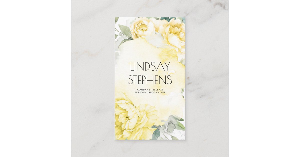 Yellow Flowers Botanical Greenery Modern Elegant Business Card | Zazzle