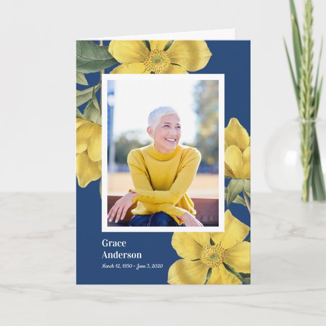 Yellow Flowers Celebration of Life Program (Front)