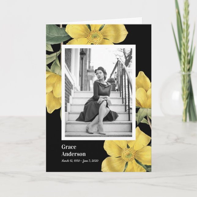 Yellow Flowers Celebration of Life Program (Front)