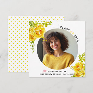 Yellow flowers Class of 2026 graduation photo Announcement