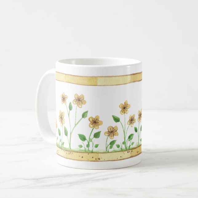 Yellow Flowers Coffee Mug (Front Left)