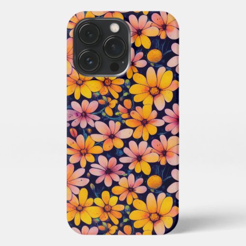 Yellow Flowers Colorful Floral  iPhone 13 Pro Case