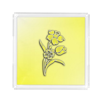 Yellow Flowers Daffodil Serving Tray