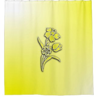 Yellow Flowers Daffodil Shower Curtain