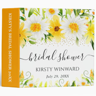 Yellow Flowers & Daisies Bridal Shower Photo Album 3 Ring Binder