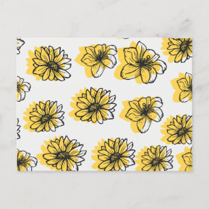 Yellow Flowers Daisy Sunflower Lilly Botanical  Postcard