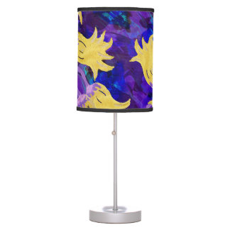 Yellow flowers: dark background watercolor artwork table lamp