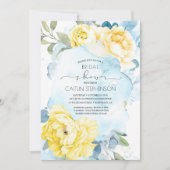 Yellow Flowers Dusty Blue Greenery Bridal Shower Invitation (Front)