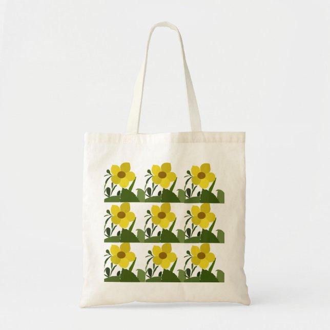 Yellow Flowers Elegant Floral Tote Bag (Front)