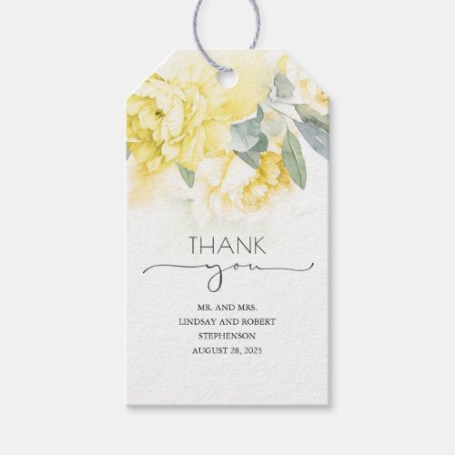 Yellow Flowers Elegant Thank You Gift Tags