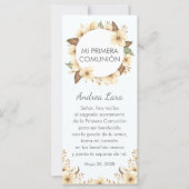 Yellow Flowers First Communion Bookmark in Spanish (Front)