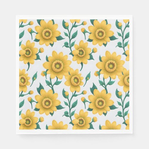 Yellow Flowers Floral Garden  Napkins