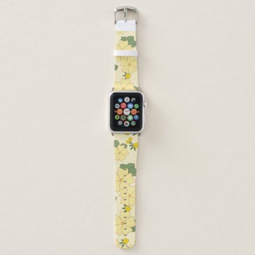 Yellow Flowers Floral Pattern Pattern Of Flowers Apple Watch Band