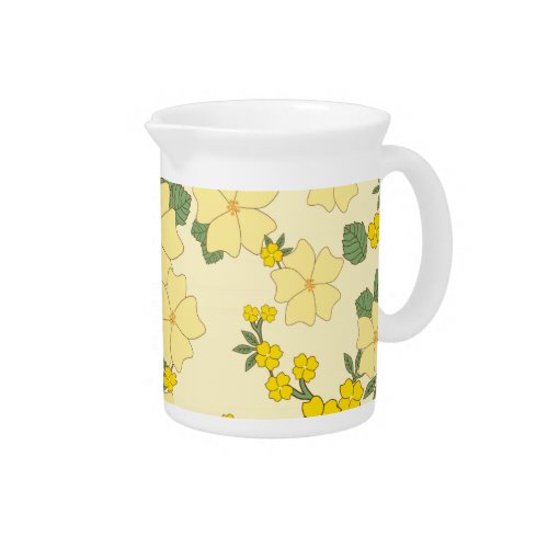 Yellow Flowers Floral Pattern Pattern Of Flowers Beverage Pitcher