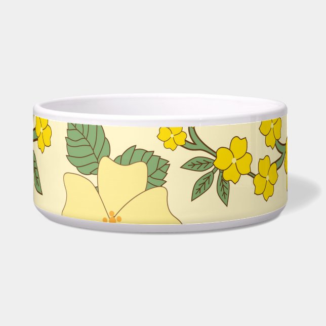 Yellow Flowers, Floral Pattern, Pattern Of Flowers Bowl (Front)