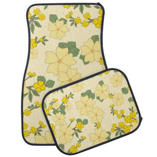 Yellow Flowers Floral Pattern Pattern Of Flowers Car Floor Mat