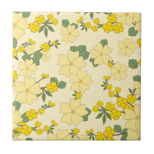 Yellow Flowers Floral Pattern Pattern Of Flowers Ceramic Tile