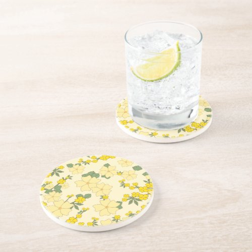 Yellow Flowers Floral Pattern Pattern Of Flowers Coaster
