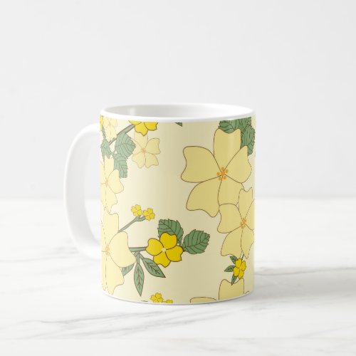 Yellow Flowers Floral Pattern Pattern Of Flowers Coffee Mug
