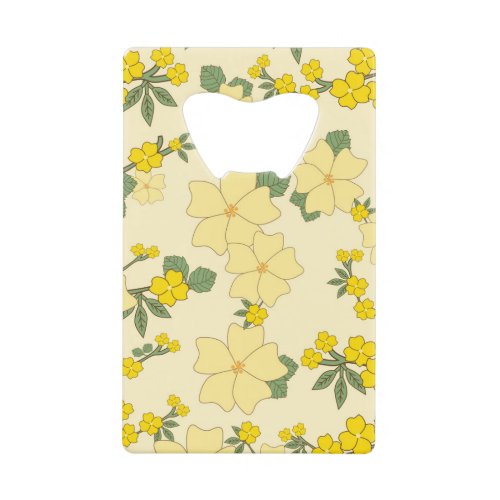 Yellow Flowers Floral Pattern Pattern Of Flowers Credit Card Bottle Opener