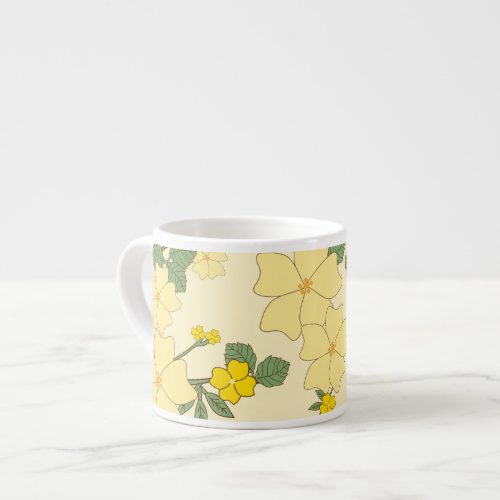 Yellow Flowers Floral Pattern Pattern Of Flowers Espresso Cup