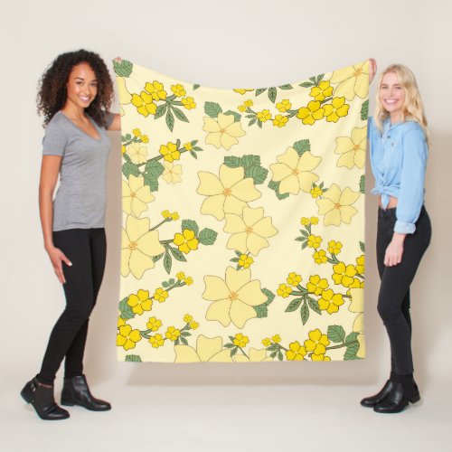 Yellow Flowers Floral Pattern Pattern Of Flowers Fleece Blanket