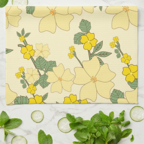 Yellow Flowers Floral Pattern Pattern Of Flowers Kitchen Towel