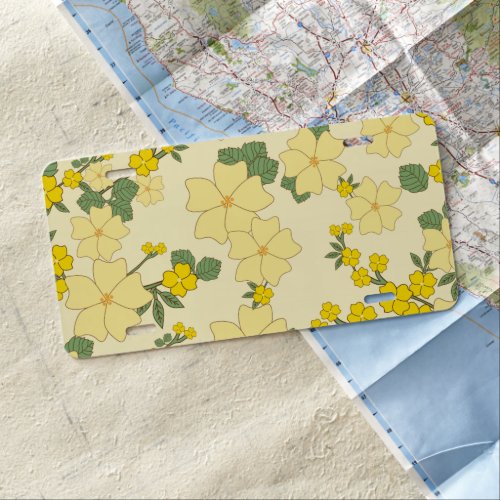 Yellow Flowers Floral Pattern Pattern Of Flowers License Plate