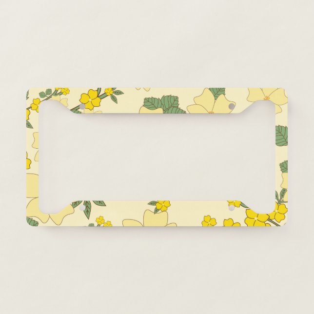 Yellow Flowers, Floral Pattern, Pattern Of Flowers License Plate Frame (Front)