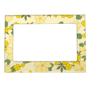 Yellow Flowers, Floral Pattern, Pattern Of Flowers Magnetic Frame