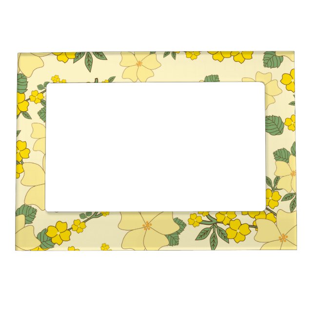 Yellow Flowers, Floral Pattern, Pattern Of Flowers Magnetic Frame (Front)
