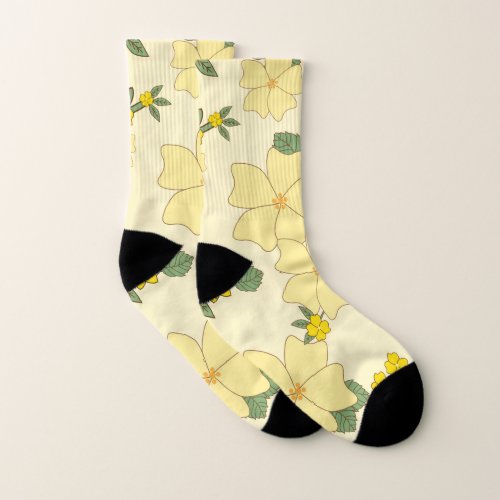 Yellow Flowers Floral Pattern Pattern Of Flowers Socks