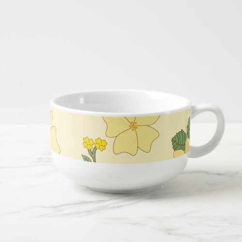 Yellow Flowers Floral Pattern Pattern Of Flowers Soup Mug