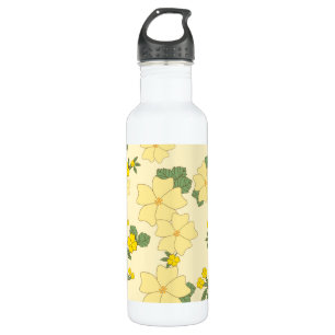 Yellow Flowers, Floral Pattern, Pattern Of Flowers Stainless Steel Water Bottle