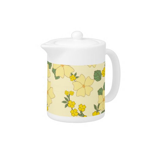 Yellow Flowers Floral Pattern Pattern Of Flowers Teapot