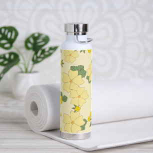 Yellow Flowers, Floral Pattern, Pattern Of Flowers Water Bottle