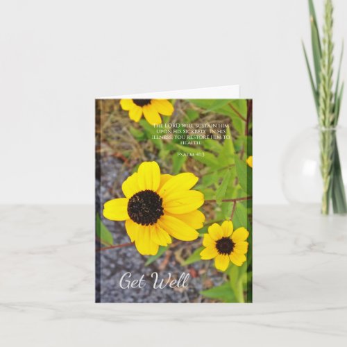 Yellow Flowers Get Well Card Psalm 413