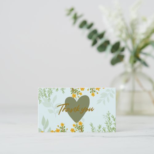 Yellow Flowers _ Green Leaves Card _ Thank You Wed