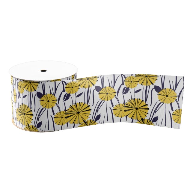 Yellow flowers grosgrain ribbon (Spool)