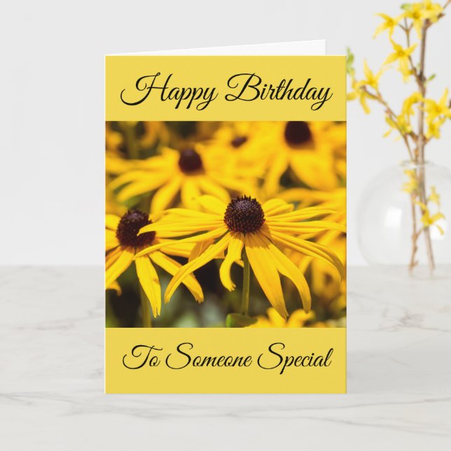 Yellow Flowers Happy Birthday  Card (Yellow Flower)