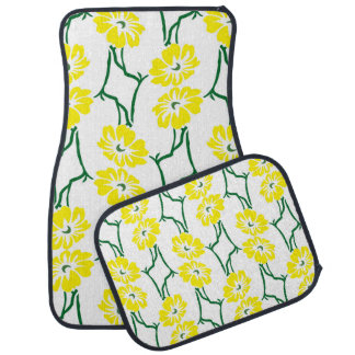 Yellow Flowers: Illustrated Seamless Pattern Car Floor Mat
