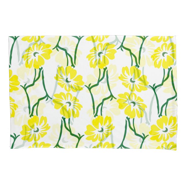 Yellow Flowers: Illustrated Seamless Pattern Pillow Case (Front)